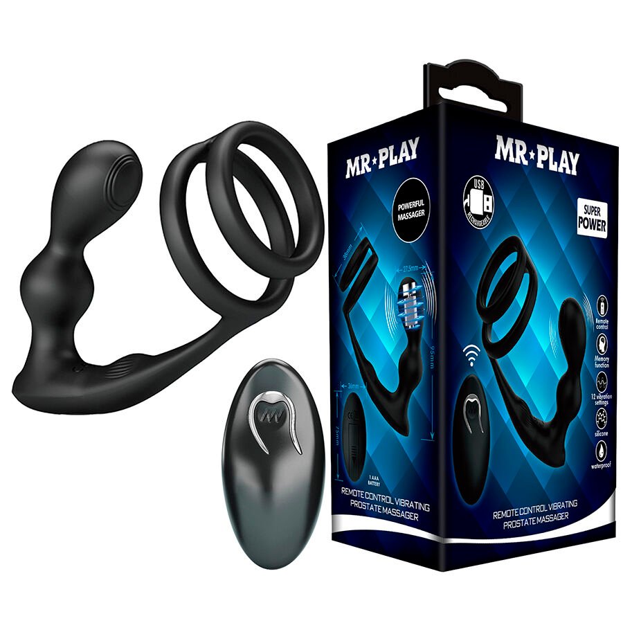 MR PLAY - VIBRATING ANAL PLUG WITH PENIS RING REMOTE CONTROL MR PLAY