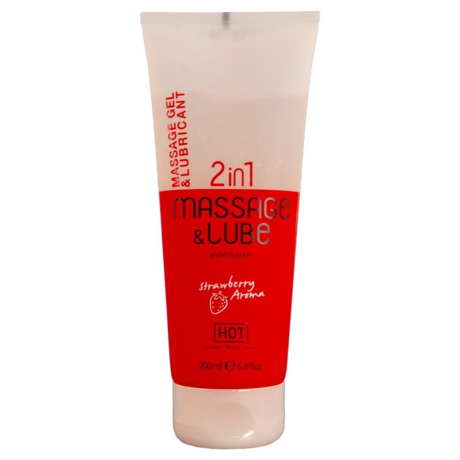 HOT - MASSAGE & GLIDE GEL 2IN1 STRAWBERRY 200 ML HOT