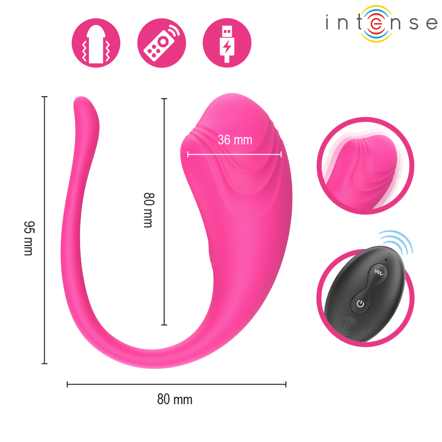 INTENSE - OLIVIA PINK VIBRATING EGG WITH REMOTE CONTROL